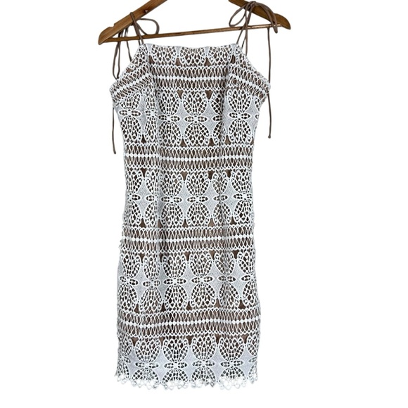 Her Entire Name Says Grace White Floral Crochet Sleeveless Mini Dress - Picture 1 of 5